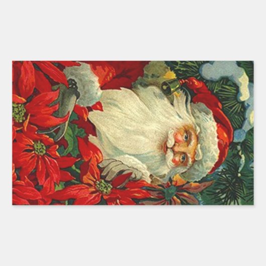 Sticker Antiek Poinsettia Santa Christmas Forest (Voorkant)