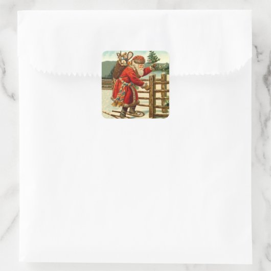 Sticker Antiek Sinterklaas Kerstmis Sneeuwschoen (Tas)