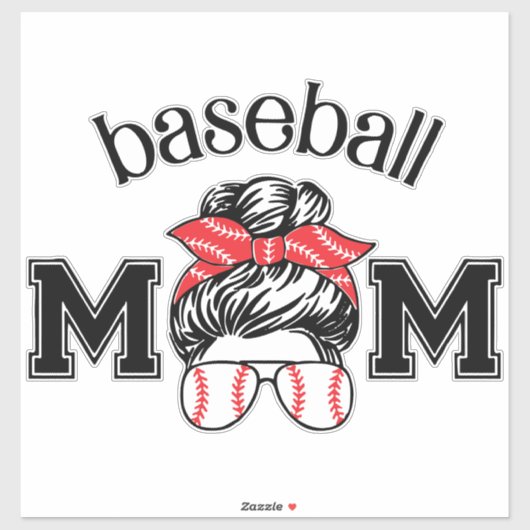 Sticker Baseball Moeder – Baseball Bril met Rommel (Vel)