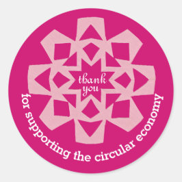 Sticker bedankje circulaire economie roze sneeuwvl