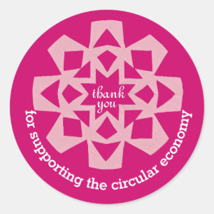 Sticker bedankje circulaire economie roze sneeuwvl