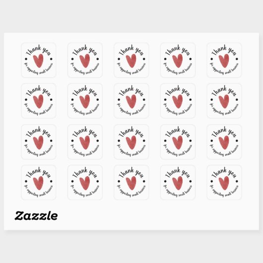 Sticker Bedankt - Hartelijk Rode Hart (Vel)