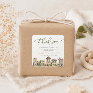 Sticker Bedankt – It Takes a Village Baby Shower
