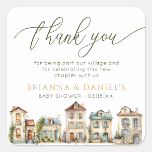 Sticker Bedankt – It Takes a Village Baby Shower
