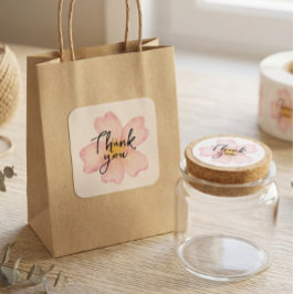 Sticker Bedankt Kleine Onderneming - Roze Bloemen