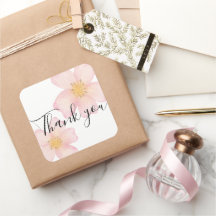 Sticker Bedankt Kleine Zakelijke - Roze Bloemen