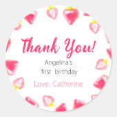 Sticker Bedankt voor de eerste verjaardag. (Voorkant)