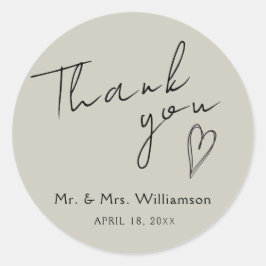 Sticker bedankt voor de minimalistische bruiloft