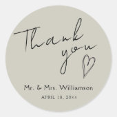 Sticker bedankt voor de minimalistische bruiloft (Voorkant)