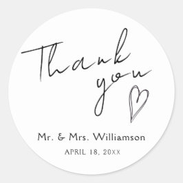 Sticker bedankt voor de minimalistische bruiloft