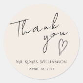 Sticker bedankt voor de minimalistische bruiloft (Voorkant)