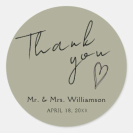 Sticker bedankt voor de minimalistische bruiloft