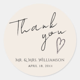 Sticker bedankt voor de minimalistische bruiloft