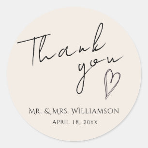 Sticker bedankt voor de minimalistische bruiloft