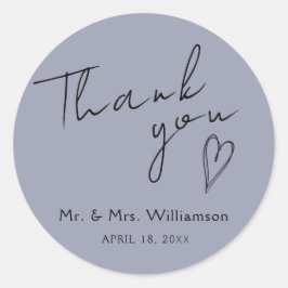 Sticker bedankt voor de minimalistische bruiloft