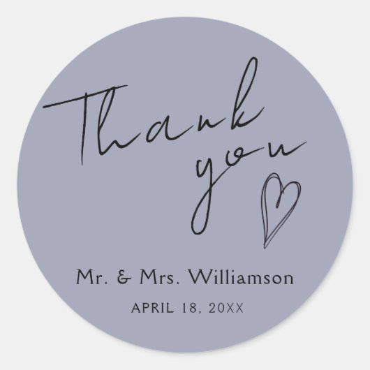 Sticker bedankt voor de minimalistische bruiloft (Voorkant)