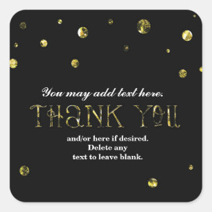 STICKER BEDANKT Zwart & Gouden Glitter Stippen