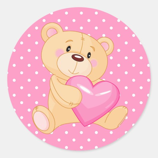 Sticker/Beer met hart Ronde Sticker (Voorkant)