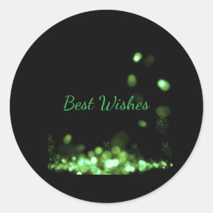 Sticker Beste Wensen - Zwarte Groene Glitter Stick