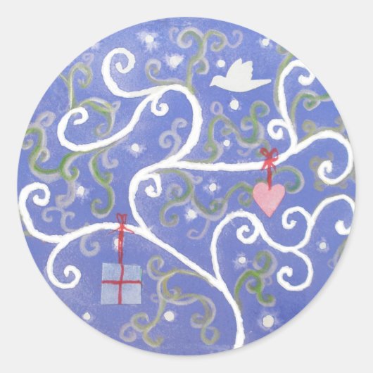 Sticker blad met duif en swirly tree ontwerp (Voorkant)