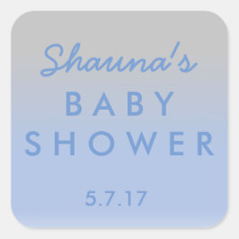 Sticker blauw en zilver Ombre Baby shower