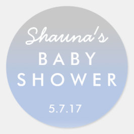 Sticker blauw en zilver Ombre Baby shower