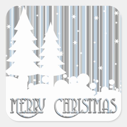 Sticker - Blauw & grijs - Sterren en sneeuw (Voorkant)