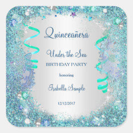 Sticker Blauw Onder De Zee Quinceanera 15e Feest