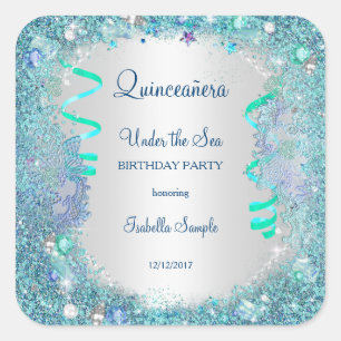 Sticker Blauw Onder De Zee Quinceanera 15e Feest