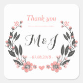 Sticker  bloem Wreath Monogram Wedding (Voorkant)