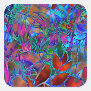 Sticker Bloemen Abstract Glas in lood