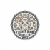 Sticker Bomb Doodle Kat POD Vector Kunst - Sticker (Voorkant)