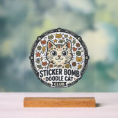 Sticker Bomb Doodle Kat POD Vector Kunst - Sticker Acryl Bord (Neutraal)