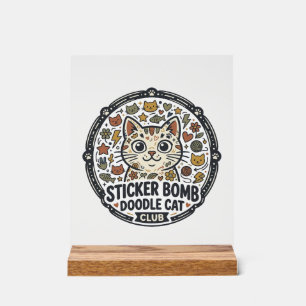 Sticker Bomb Doodle Kat POD Vector Kunst - Sticker Acryl Bord