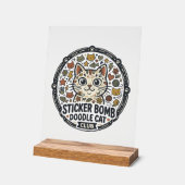 Sticker Bomb Doodle Kat POD Vector Kunst - Sticker Acryl Bord (Hoek)