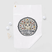 Sticker Bomb Doodle Kat POD Vector Kunst - Sticker Golfhanddoek (Insitu)