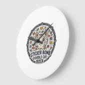 Sticker Bomb Doodle Kat POD Vector Kunst - Sticker Grote Klok (Hoek)