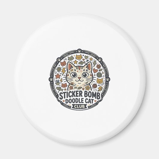 Sticker Bomb Doodle Kat POD Vector Kunst - Sticker Magneet (Voorkant)