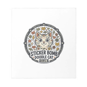 Sticker Bomb Doodle Kat POD Vector Kunst - Sticker Notitieblok