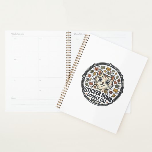 Sticker Bomb Doodle Kat POD Vector Kunst - Sticker Planner (Display)