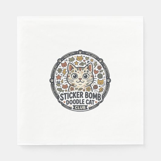 Sticker Bomb Doodle Kat POD Vector Kunst - Sticker Servet (Voorkant)