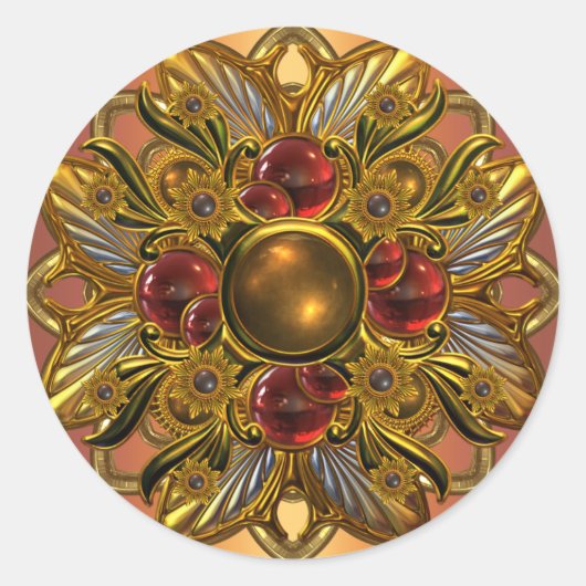 Sticker Bright Red Gold Jewel (Voorkant)