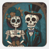 Sticker bruid en bruidegom voor de Dag van de Dode (Voorkant)