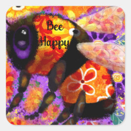 Sticker - Bumble Bee Happy Abstracte kunst Floral