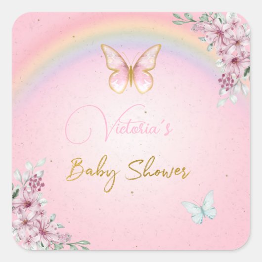 Sticker Butterflies, Rainbow, Pink Gold (Voorkant)