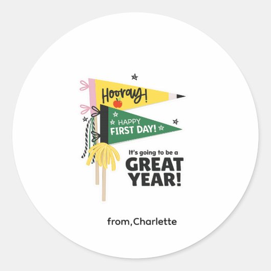Sticker cadeau eerste schooldag (Voorkant)