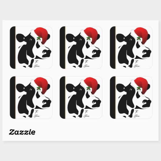 Sticker Cadeaubijslab Stier Kerstman (Vel)