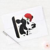 Sticker Cadeaubijslab Stier Kerstman (Envelop)