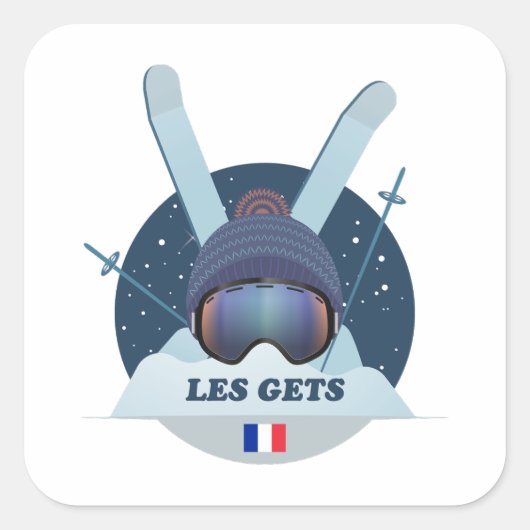 Sticker Carré LES GETS Skigebied (Voorkant)