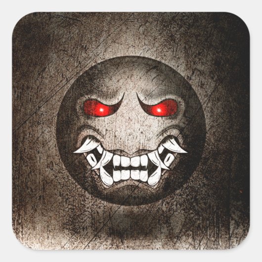 Sticker Carré Samouraïmoji Vintage (Voorkant)